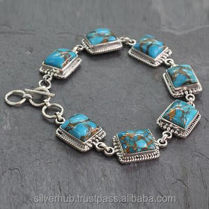 Unique 925 Stealing Silver Cobre Turquesa Pulsera hecha a mano - Product Image 2