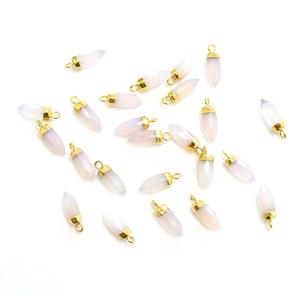 Rose Chalcedony 16-18mm Bail Small Spike Shape Pendant 14k Gold Plated Natural Gemstone Jewelry Findings - Product Image 1