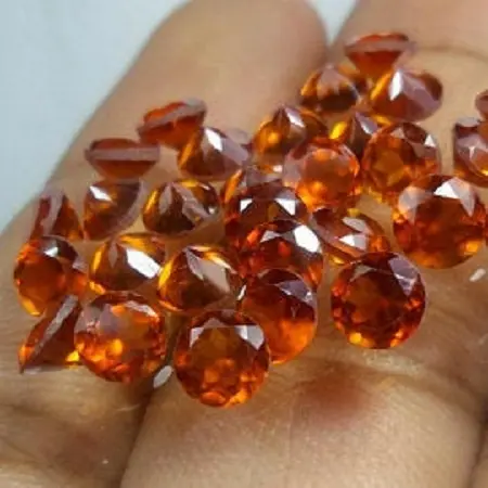 6mm naturale arancio rosso Hessonite granato sfaccettato rotondo pietre sciolte acquista ora a prezzo all'ingrosso pietre per negozio di gioielli