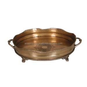 Eco-Friendly Custom Size <b>Table</b> Decorative Metal Brass Tray for Home Hotel Restaurant Use - Product Image 1