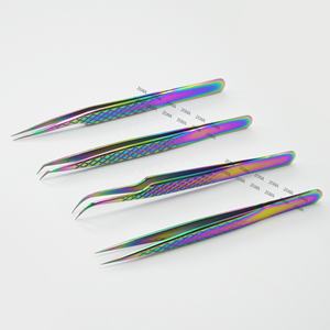 Pinzas de extensión de pestañas arcoíris personalizadas, pinzas de pestañas con agarre de diamante, pinzas de pestañas suaves personalizadas - Product Image 5