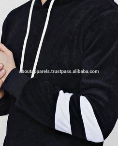 Sudadera sin Mangas Personalizada al por Mayor para Gimnasio, Sudadera con Capucha de Forro Polar con Mangas a Rayas, Negra y Transpirable - Product Image 3