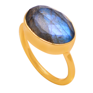 Labradorite pierre précieuse solide 925 argent sterling plaqué or bijoux en gros bague fabricants et fournisseurs meilleure bague - Product Image 1