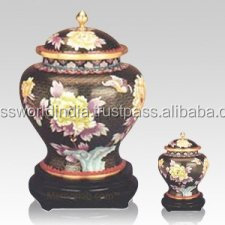 Urnes funéraires en métal cloisonné bleu de style américain par Brassworld India - Product Image 4