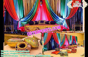 Hermoso decorado olla para Haldi ceremonia última boda Mehroon luz equipado Jaggo boda oro Embrodry Gagar - Product Image 2