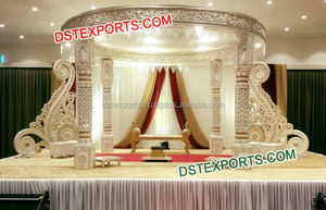 Mandap de Fibra con Aspecto de Madera para Bodas Indias, Hermosa Decoración de Mandap para Bodas, Mandap Tradicional de Fibra para Eventos en EE. UU. - Product Image 6