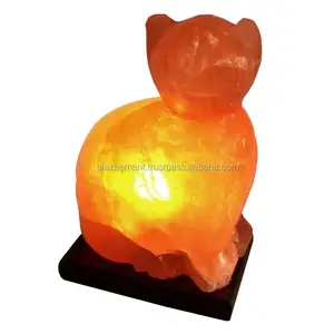 מיוחד עיצוב בעלי החיים נושא ההימלאיה חתול צורת קריסטל רוק מלח מנורה, הטוב ביותר בעבודת יד דקורטיבי ורוד מלח אבן מנורות