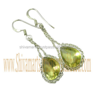 High Quality Wholesale 925 Sterling Silver Lemon <b>Quartz</b> Gemstone <b>Earring</b> for Women and Girl Fashion Jewelry Manufacturer - Product Image 2