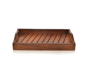 Fabricant grossiste plateau petit-déjeuner en bois poignée taille personnalisée plateau de service design fantaisie usage domestique fait bambou marbre rotin - Product Image 2