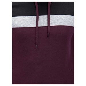 Mode hommes à capuche contraste couleur bloc conception en polyester/coton plaine teint technique - Product Image 5
