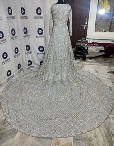 2022 hermoso caftán gris bordado pesado vestido de novia musulmán tradicional para novia y fiesta para celebración de boda - Product Image 2