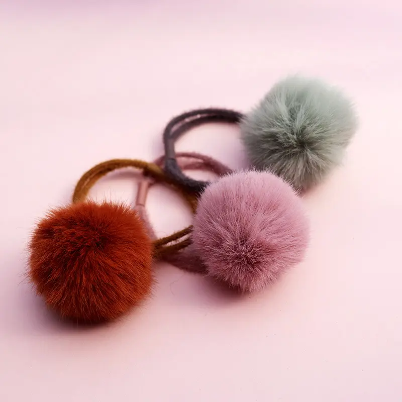 Pompom de pele de coelho, venda quente da moda, alta qualidade, pompom com laço elástico