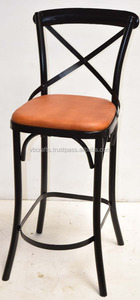 อุตสาหกรรมLoftสไตล์กรอบโลหะหนังที่นั่งข้ามกลับสูงร้านอาหารCafe Pub Clubรับประทานอาหารเก้าอี้บาร์ - Product Image 2