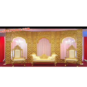 Panneaux de fond de scène de type arche couleur or, exclusifs, pour mariages et événements, décoration de scène Missouri Mississippi - Product Image 1