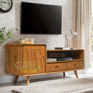 Meuble TV en bois de teck classique du milieu du siècle Design antique en bois massif pour meubles de maison de salon - Product Image 1