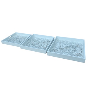 ถาดแกะสลักมือออกแบบใหม่ที่น่าสนใจถาดเสิร์ฟไม้ MDF ชุด 3 โรงแรมร้านอาหารอุปทานถาดตกแต่งอุปทานโรงงาน - Product Image 5