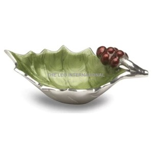 ชามอลูมิเนียมเคลือบสีเงินรูปใบไม้เคลือบสีเขียวชามเสิร์ฟไอศกรีมสไตล์แฟนซีชามตกแต่งบ้าน - Product Image 1