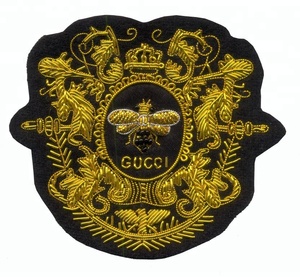 Insignes de vêtements de mode brodés à la main personnalisés OEM Écussons Broderie à la main en fil d'aluminium Style 3D à coudre Or/Couleurs personnalisées - Product Image 5