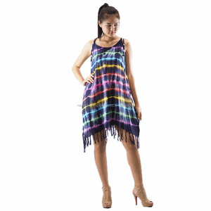 Robe pour femme, véritable robe, réservoir, mignon, cravate, tissu teint, longueur au genou, tenue d'été, vente en gros - Product Image 1