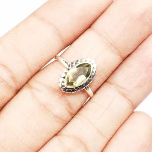 Bague en argent Sterling 925 avec lunette verte en forme de Marquise, améthyste verte, bijoux uniques en argent, fabricant de bijoux indiens - Product Image 4