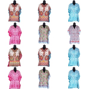 Nouvelle mode dubaï caftan court 2025 Top qualité bloc à la main imprimé Floral Design caftan taille libre caftan en couleur à la mode filles - Product Image 1