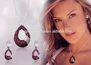 Conjunto de colgante Vintage clásico de Plata de Ley 925 con diseño único de rubí joyería de moda para aniversario - Product Image 3