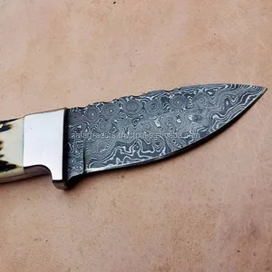 Damascus Steel Skinner Knife With Stag Horn ( ZR350)