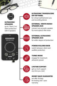 CE et FCC |   Suppresseur de microphone à ultrasons + générateur de bruit blanc BugHunter BDA-3 - Product Image 5