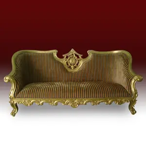 Meubles de maison européens antiques modernes et sectionnels de sofa inclinable fini de feuilles d'or avec le style de tissu en bois pour le salon