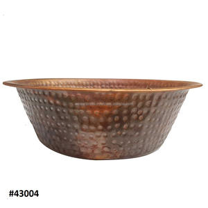 Bol en métal de cuivre Forme ronde Bol en métal Forme ronde Cuivre martelé Pédicure Pied Spa Bol Noir Antique Fini - Product Image 3