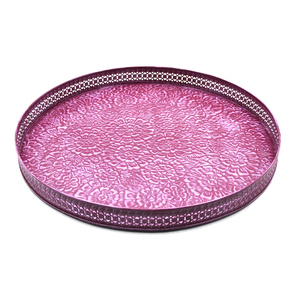 Plateau rond en fer gaufré, pour décoration de noël, élégantes, 12 pièces - Product Image 1