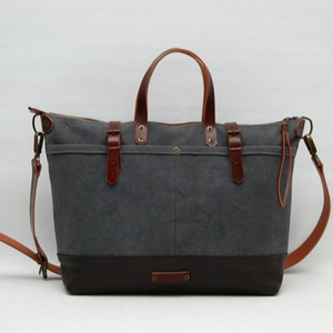 Sac Week-end Unisexe Toile Cirée avec Poignées et Fermetures Cuir Couleur Marine LHB 0056 - Product Image 1