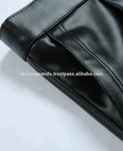 กางเกงหนังแกะหนังแท้สำหรับผู้ชายขายส่ง,กางเกงทำงานแบบเป็นทางการเนื้อผ้าเปียกมีซิปรัดรูปดีไซน์กางเกงหนังแกะแท้ - Product Image 4