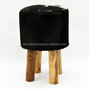 Taburete cuadrado oculto de vaca blanco y negro - Product Image 5