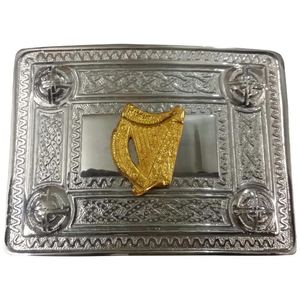 อุปกรณ์เครื่องดนตรีโบราณ/โครเมี่ยม/ทองพร้อมหัวเข็มขัดลายพิณทองเหลืองแบบทำด้วยมือสำหรับผู้ชาย - Product Image 5