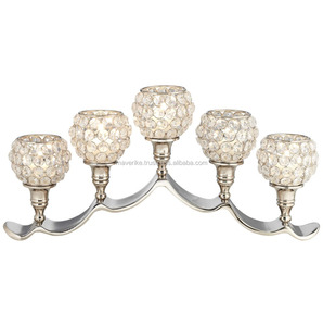 Beau métal cristal tasses candélabre mariage maison et noël décoré table argent photophore titulaires - Product Image 1