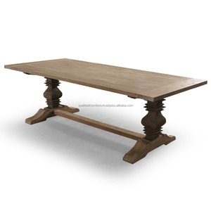 Table à manger en teck recyclé antique et rustique, bois massif - Product Image 1