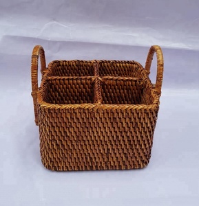 Porte-bouteille en rotin écologique de haute qualité avec panier de pique-nique en osier de couleur marron fabriqué par le vietnamien - Product Image 2