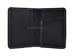 กระเป๋าสตางค์หนังแท้สีดำแท้แบบใหม่ทำด้วยมือกระเป๋าสตางค์แบบสองพับที่ใส่บัตรเครดิตใส่บัตรได้อย่างสะดวกสบายความจุขนาดเล็ก - Product Image 2