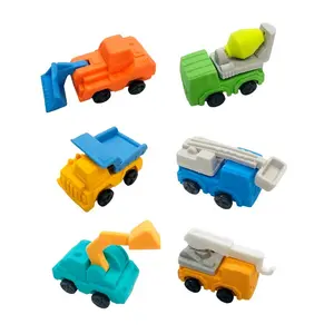 गर्म बेच बच्चों मज़ा लीड मुक्त कोई विषैले मिनी प्यारा पहेली erasers खिलौना 3d निर्माण वाहन रबड़