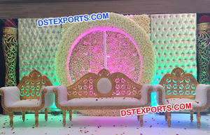 Escenario de recepción de boda en inglés con sofá, paneles de piel, cuadrados, de cuero, decoración de boda - Product Image 5