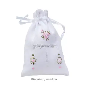 Embroidery Lavender Sachet Bags High Quality Cotton Embroidery Rose with Hemstitch Sachet Bag Quang Thanh Embroidery