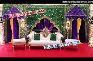 Cortina de fondo de boda bordada, telón de estilo de templo de boda indio, Mandap, nuevo diseño - Product Image 4