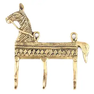 Ganchos de parede bronze tradicional luxuoso, atacado, feito à mão, cavalo dourado, reutilizável, bolsas resistentes de chapéu BTH-70