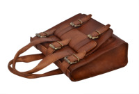 Mini sac à main en cuir véritable de chèvre vintage fait à la main vente en gros de sac à main tendance pour ordinateur portable de dame pour le bureau et les affaires avec poche avant