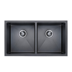 32 pouces moderne en acier inoxydable bol unique cuisine noir nano titane placage Design à la mode 304 matériel comprend deux - Product Image 2