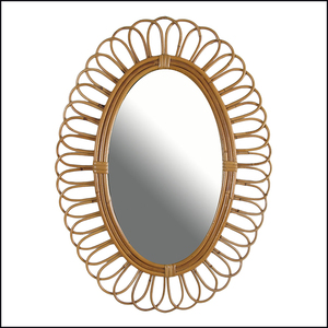 Miroir ovale en rotin, noir, joli et grand prix - Product Image 5