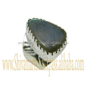 Pierre précieuse Labradorite bleue naturelle Bague en vermeil d'éternité en argent sterling pur 925 Bijoux fins Sertissage de lunette Grossiste Exportateur - Product Image 2