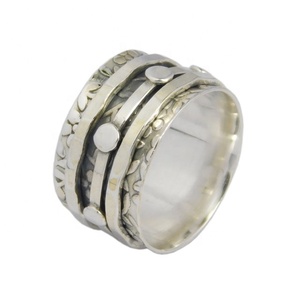 Latest Design <b>925</b> <b>Sterling</b> <b>Silver</b> <b>Spinner</b> Eternity Vermeil <b>Ring</b> Indian Wholesale <b>Silver</b> Jewelry Supplier and Exporter - Product Image 1