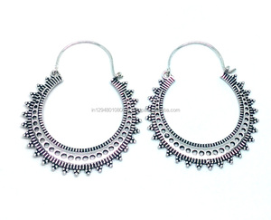 Pendiente de plata de mandala para mujer, pendiente indio, pendiente de aro de latón - Product Image 2